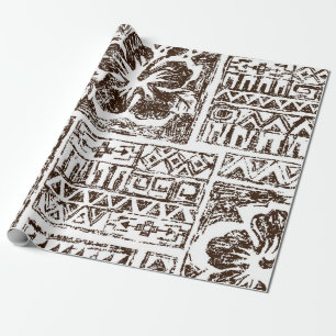 Tribaler tropischer Kunststil der indigenen Hawaii Geschenkpapier