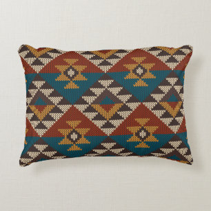 Tribales Azteken-Wollstricktextur. Dekokissen