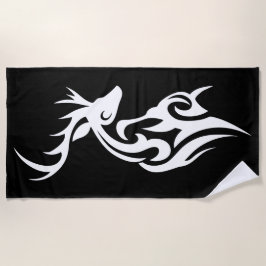 Tribalhirsch-Silhouette im minimalistischen Tattoo Strandtuch