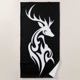 Tribalhirsch-Silhouette im minimalistischen Tattoo Strandtuch