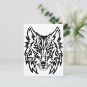 TribalWolfWhiteBackground Postkarte (Stehend Vorderseite)