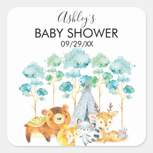 TribalWoodland Animals Baby Shower Fevor Sticker (Vorderseite)