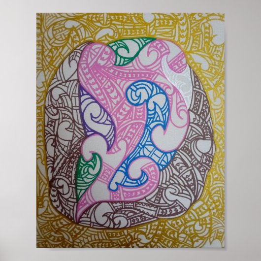Tribe3 Abstract Maori Kowhaiwhai by RRW Poster (Vorne)