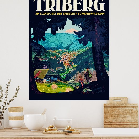 Triberg im Schwarzwald, Blick aus dem schwarzen Wa Poster (Küche)