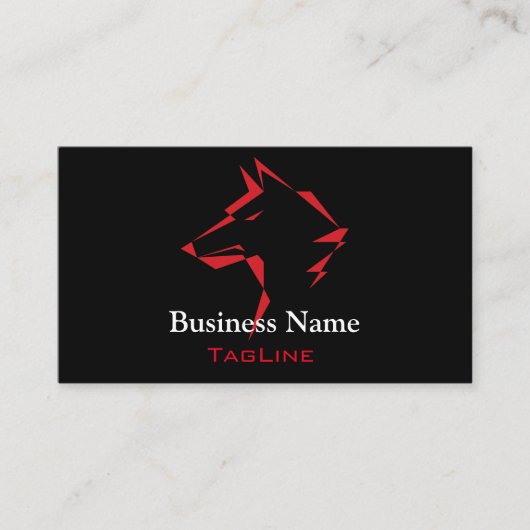 TribeWolf Red auf Black Business Card Visitenkarte (Vorderseite)