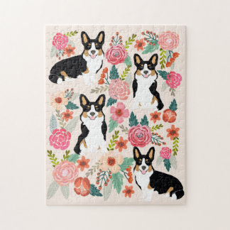 Tribfarbener Corgi Hund Vintag Florenz Puzzle