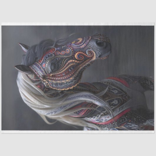 Tribunal Lila Painted Indian Horse Decoupage Seidenpapier (Vorderseite)