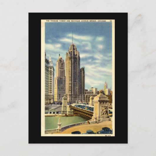 Tribunturm, Chicago Vintag Postkarte (Vorderseite)