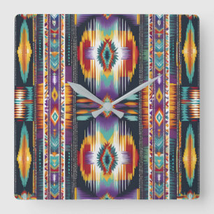Tribut an Native American Abstract S4 Quadratische Wanduhr