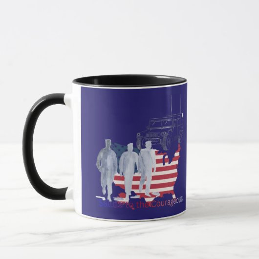 Tribut an tapfere Herzen in Navyblau Tasse (Links)