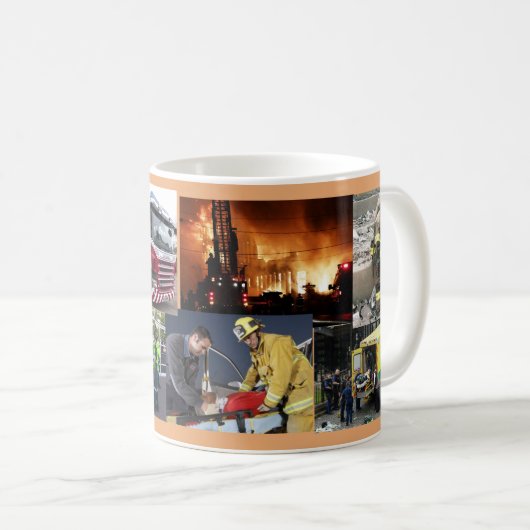 Tribut-Tasse - Feuerwehrmänner u. EMT Kaffeetasse (VorderseiteRechts)