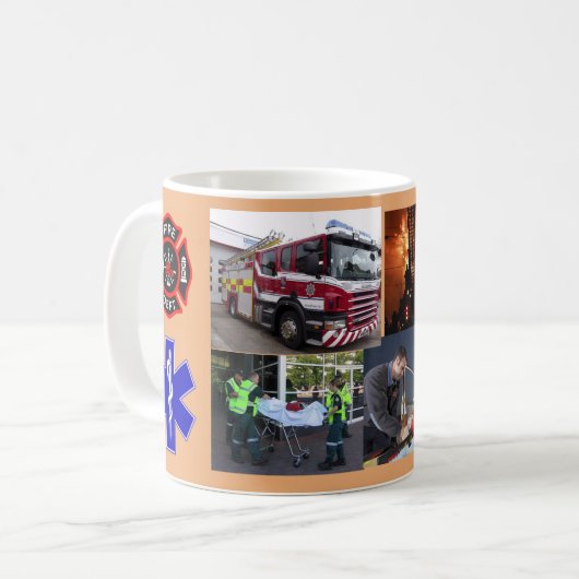 Tribut-Tasse - Feuerwehrmänner u. EMT Kaffeetasse (Vorderseite Links)
