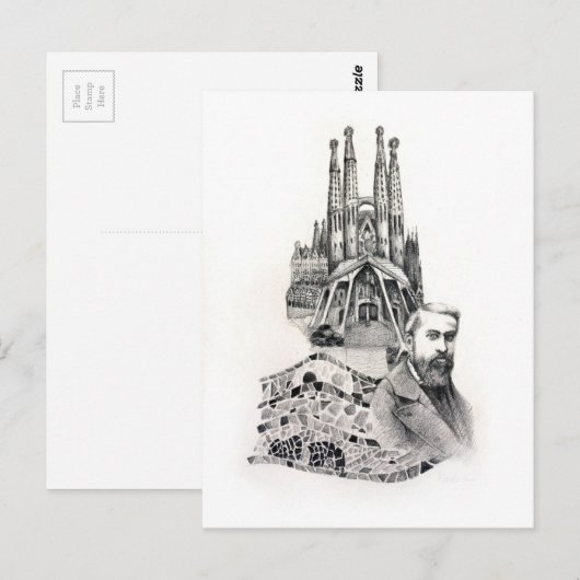 Tribut zu Gaudi. Postkarte (Vorne/Hinten)