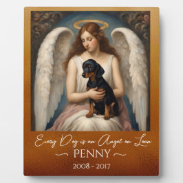 Tribute for Loss of Black Tan Dachshund Angel Fotoplatte