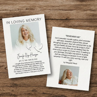 Tribute Photo Sympathy Funeral Poem Card Visitenkarte