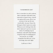 Tribute Photo Sympathy Funeral Prayer Card (Rückseite)