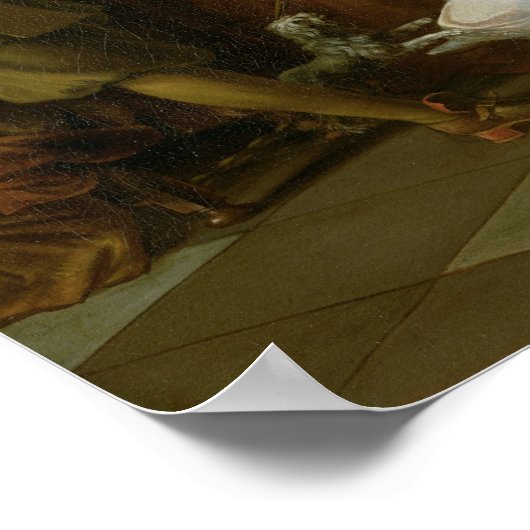 Tric-trac Players with a Lady and Her Dog Poster (Ecke)