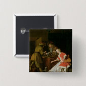 Tric-trac Spieler mit einer Dame und ihrem Hund Button (Vorne & Hinten)