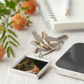 Tric-trac Spieler mit einer Dame und ihrem Hund Schlüsselanhänger (Seite)