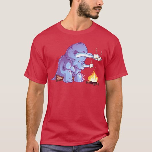 Triceramallows camp fire dinosaur funny T-Shirt (Vorderseite)