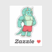 Triceratops als Bodybuilder an der Bodybuilding Aufkleber (Blatt)