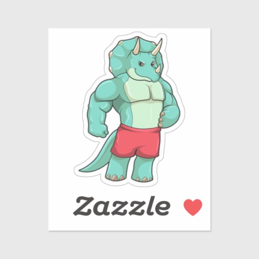 Triceratops als Bodybuilder an der Bodybuilding Aufkleber (Blatt)