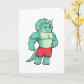 Triceratops als Bodybuilder an der Bodybuilding Karte (Gelbe Blume)