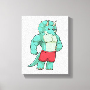 Triceratops als Bodybuilder an der Bodybuilding Leinwanddruck