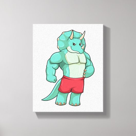 Triceratops als Bodybuilder an der Bodybuilding Leinwanddruck (Vorderseite)