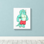 Triceratops als Bodybuilder an der Bodybuilding Leinwanddruck (Insitu (Holzboden))