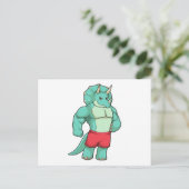 Triceratops als Bodybuilder an der Bodybuilding Postkarte (Stehend Vorderseite)