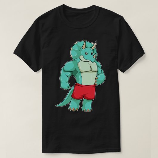 Triceratops als Bodybuilder an der Bodybuilding T-Shirt (Design vorne)