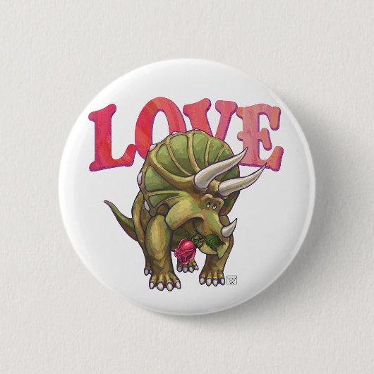 Triceratops am Valentinstag der Liebe Button (Vorderseite)