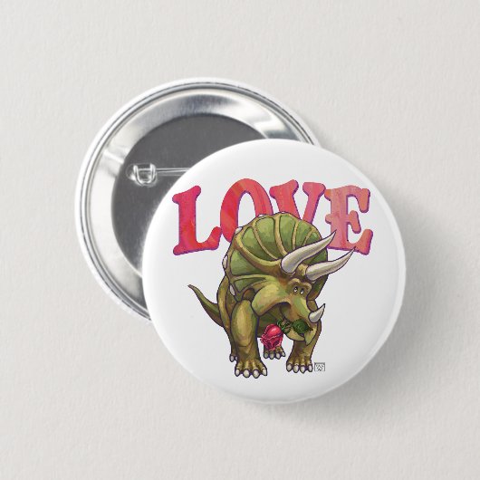 Triceratops am Valentinstag der Liebe Button (Vorne & Hinten)