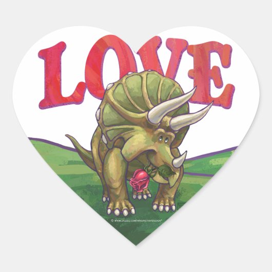 Triceratops am Valentinstag der Liebe Herz-Aufkleber (Vorderseite)