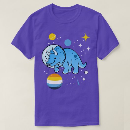 Triceratops Astronaut Aroace Pride T-Shirt (Design vorne)