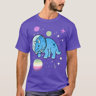 Triceratops Astronaut Genderfae Pride T-Shirt