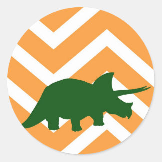 Triceratops auf Zickzack Zickzack - Gelb Runder Aufkleber