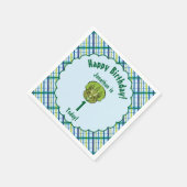 Triceratops Blau und Grün Dinosaurier Personalisie Serviette (Ecke)