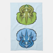 Triceratops Blue and Green Niedlich Dinosaurier Geschirrtuch (Vertikal)