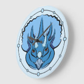Triceratops Blue Niedlich Dinosaurier Große Wanduhr (Winkel)