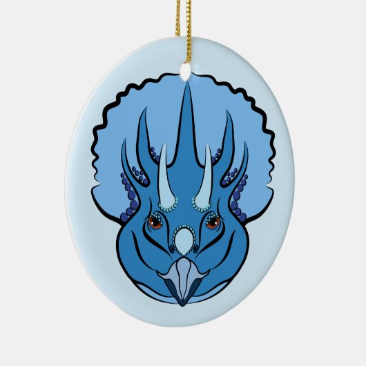 Triceratops Blue Niedlich Dinosaurier Keramik Ornament (Rechts)