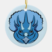 Triceratops Blue Niedlich Dinosaurier Keramik Ornament (Vorne)
