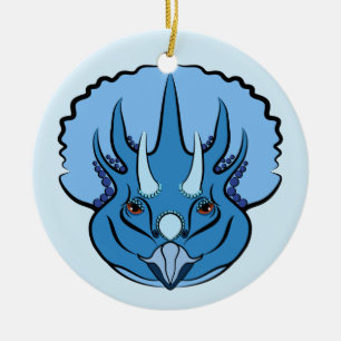 Triceratops Blue Niedlich Dinosaurier Keramik Ornament