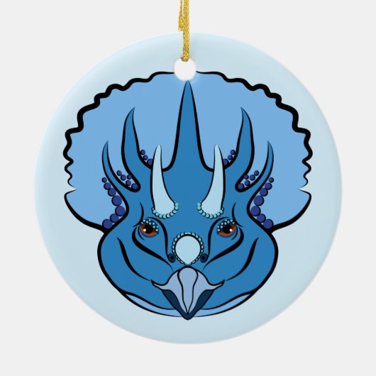 Triceratops Blue Niedlich Dinosaurier Keramik Ornament (Hinten)