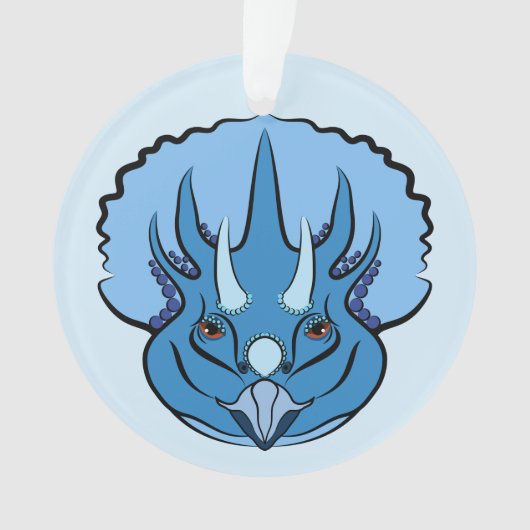 Triceratops Blue Niedlich Dinosaurier Ornament (Vorderseite)