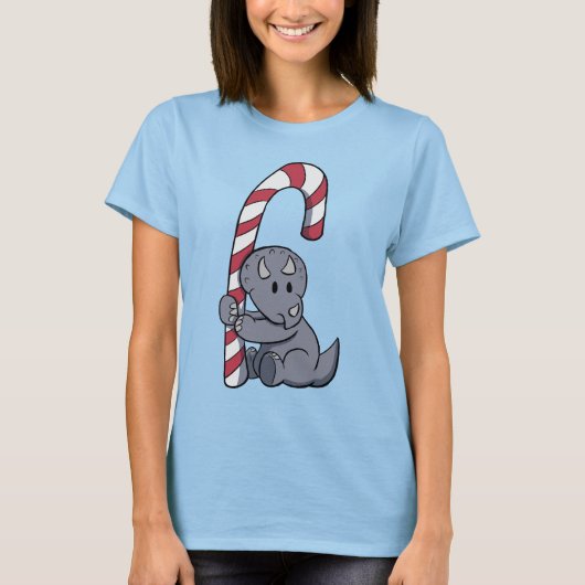 Triceratops Candy Cane T-Shirt (Vorderseite)