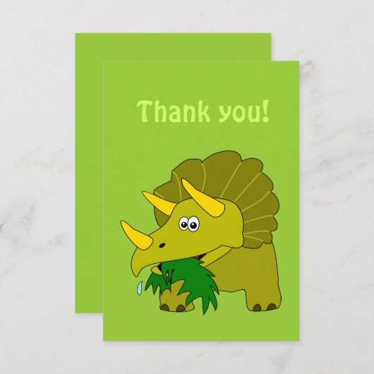 Triceratops-Cartoon-Dinosaurier danken Ihnen Dankeskarte (Vorne/Hinten)