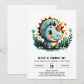 Triceratops Chic Dinosaur Boy Birthday Einladung (Vorne/Hinten)