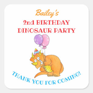 Triceratops Dinosaur Danke Kindergeburtstag Quadratischer Aufkleber